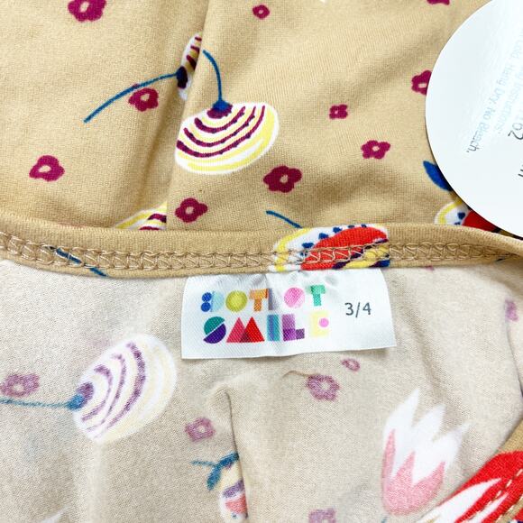 Dot Dot Smile Girl's Brown Floral Tan Short Cap Sleeve Dress Size 3/4 - Picture 3 of 4